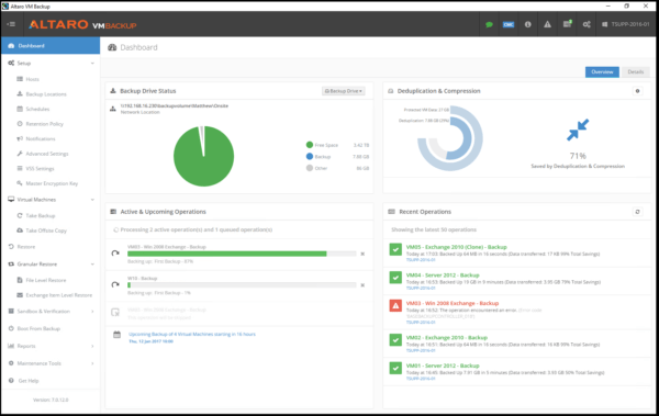 Altaro VM Backup Screenshot - Dashboard
