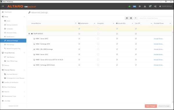 Altaro VM Backup Screenshot - Advanced Settings