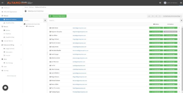 Altaro Office 365 Backup - Managed Mailboxes